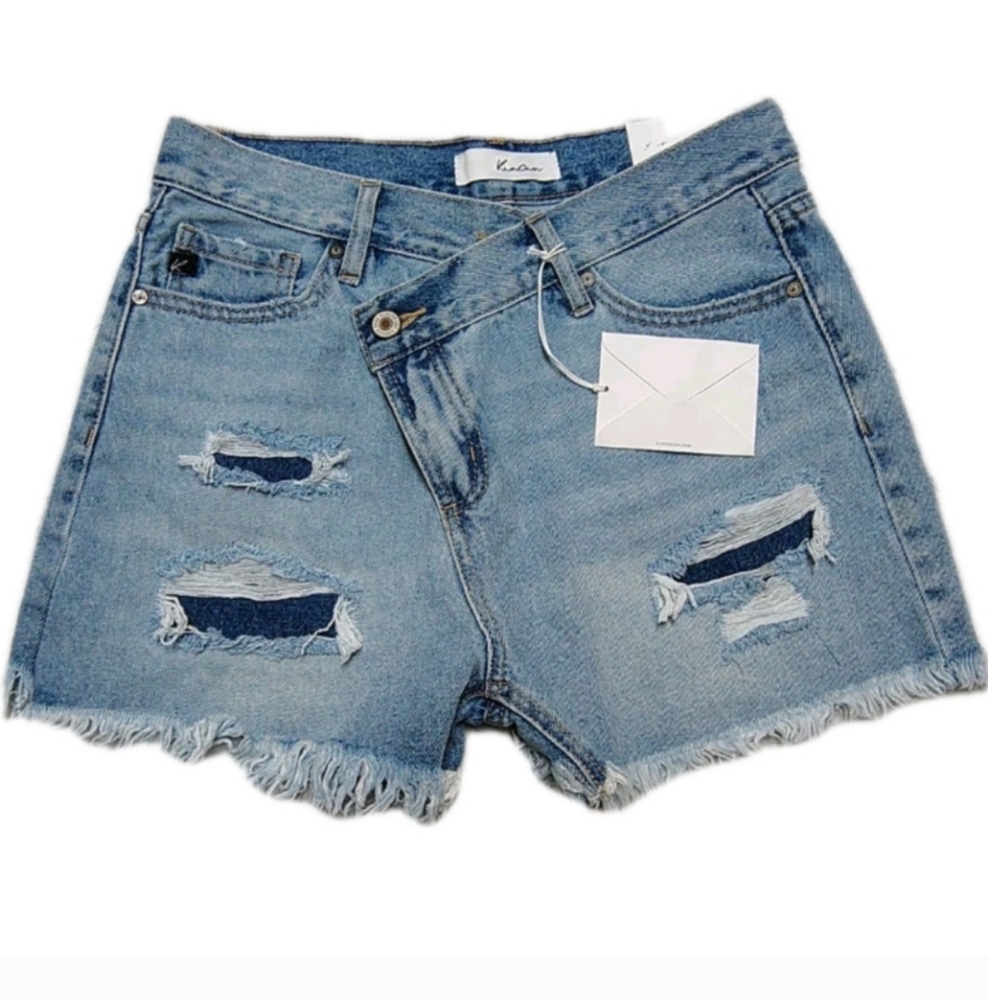 NWT KanCan Leandra High Rise Distressed Denim Shorts Women's Medium NEW! Boho - Picture 2 of 7